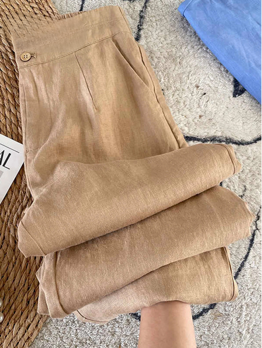 Alviera – Tailored High-Waist Linen Pants for Women