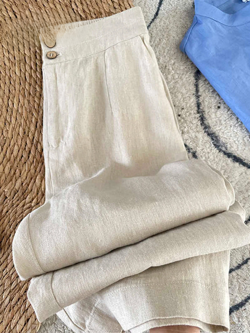 Alviera – Tailored High-Waist Linen Pants for Women