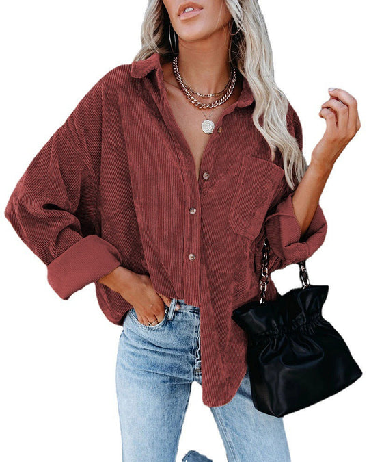 Eloura – Corduroy Button-Up Shirt for Women
