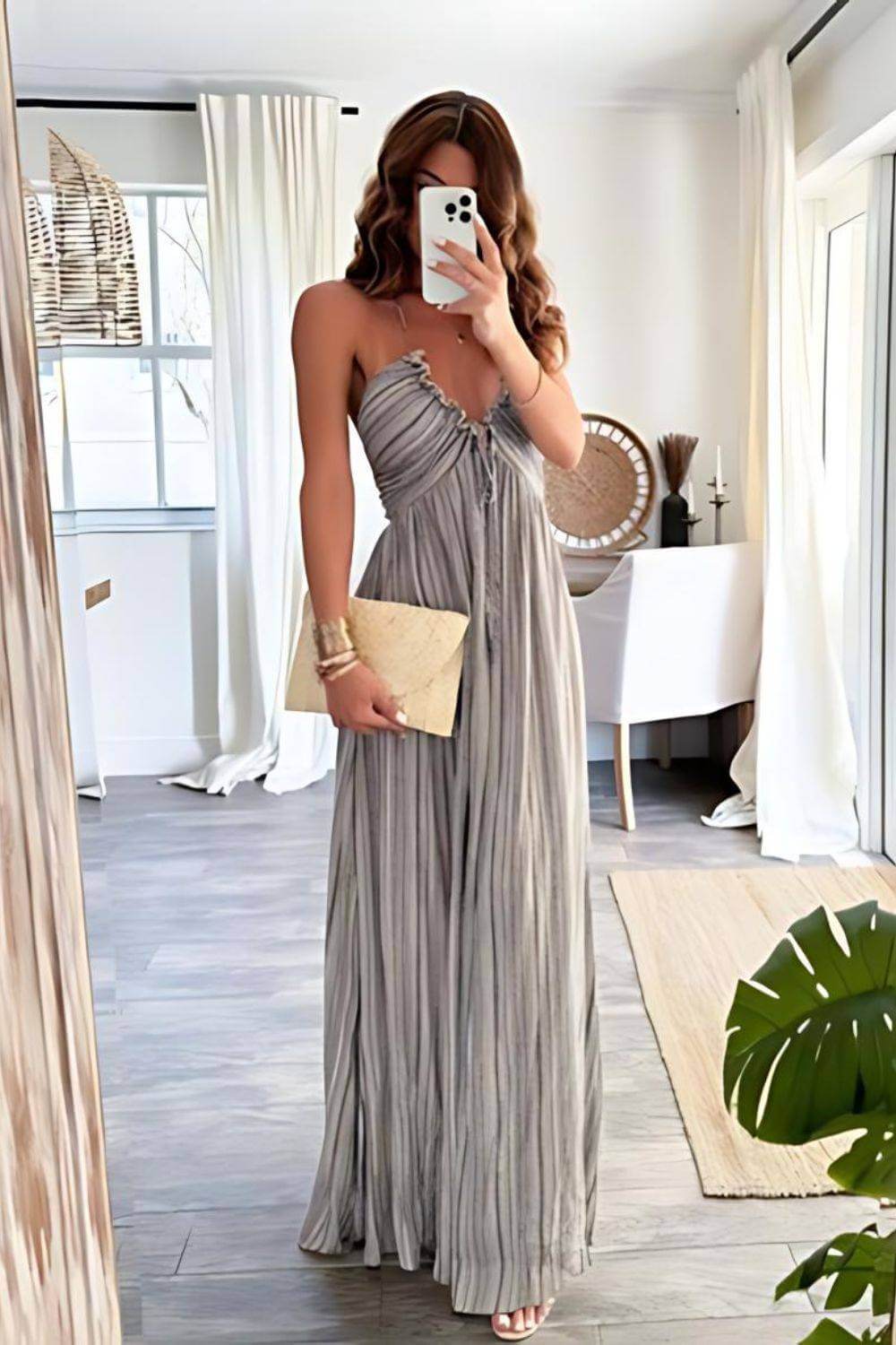 Autumn – Pleated Boho Maxi Dress