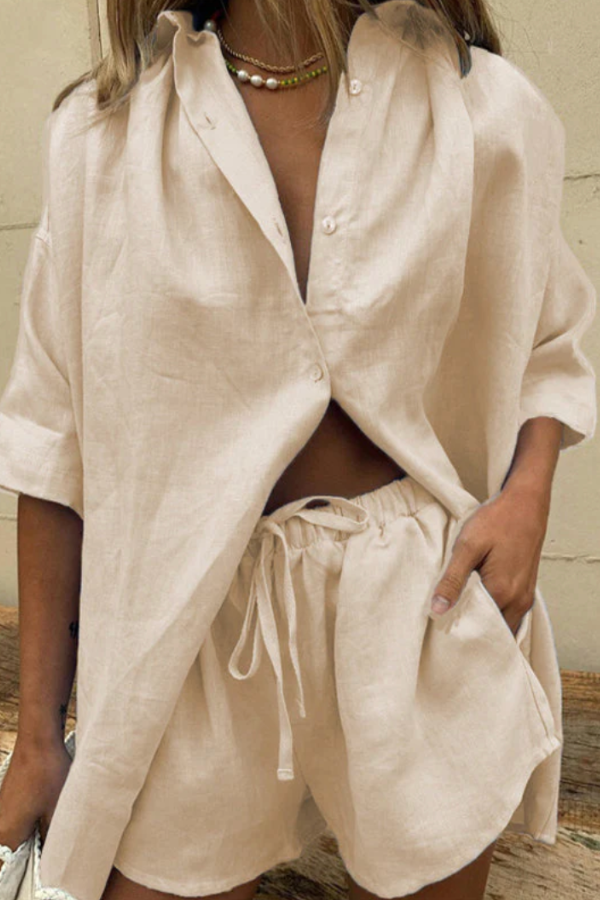 Virelle – Oversized Linen Shirt & Shorts Co-ord for Women