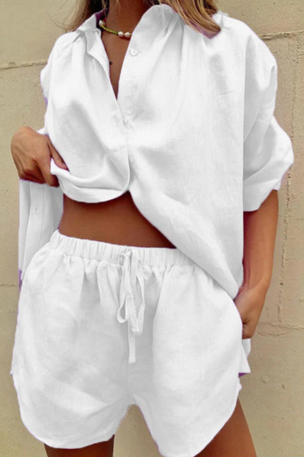 Virelle – Oversized Linen Shirt & Shorts Co-ord for Women