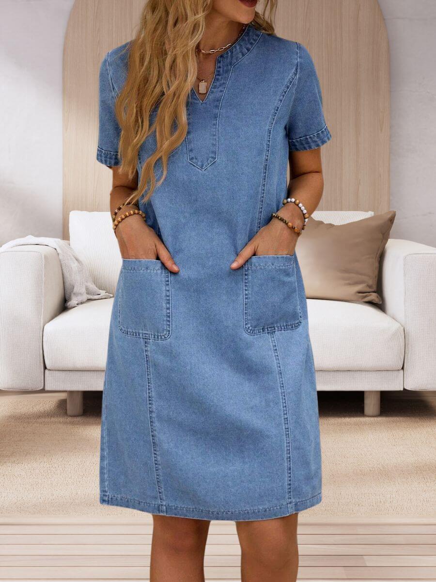 Sophia | Summer Denim Dress with V-Neck