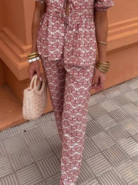 Dalvyna – Puff-Sleeve Tie-Front Jumpsuit for Women