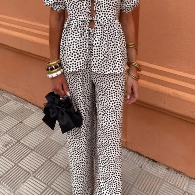 Dalvyna – Puff-Sleeve Tie-Front Jumpsuit for Women