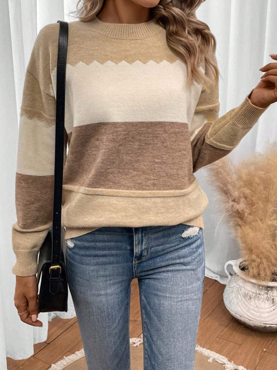 Elvina – Colorblock Knit Sweater for Women