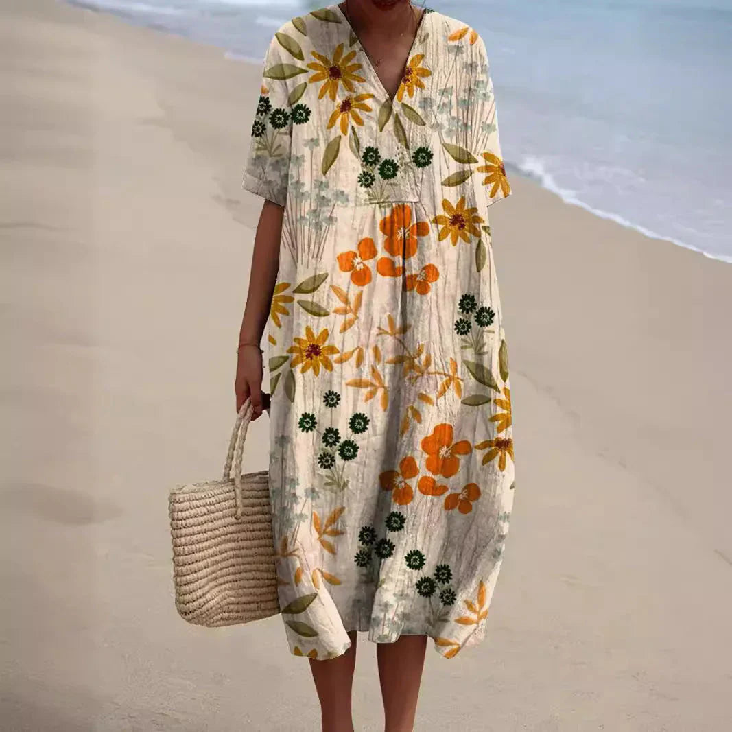 Lilia – Floral Breeze Cotton Midi Dress
