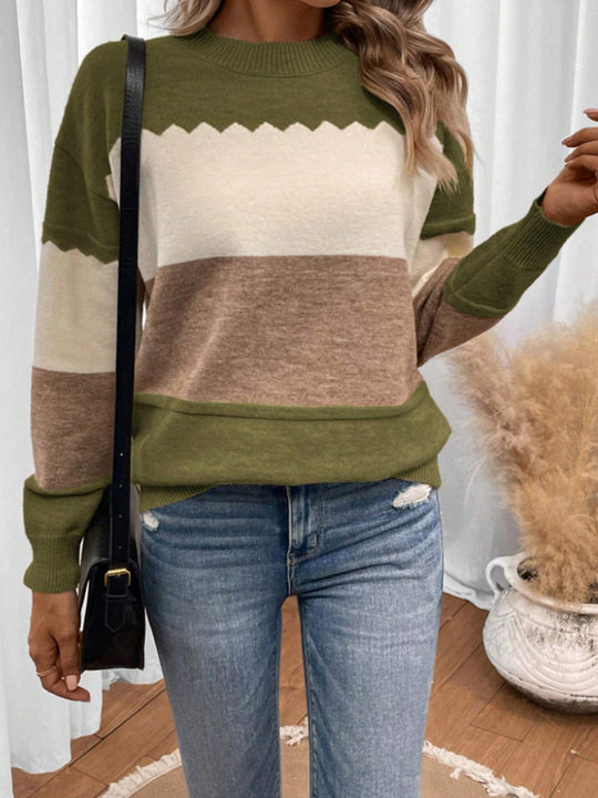 Elvina – Colorblock Knit Sweater for Women