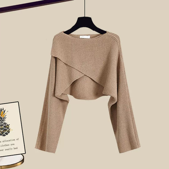 Cymara – Three-Piece Layered Knit & Shirt Skirt Set for Women