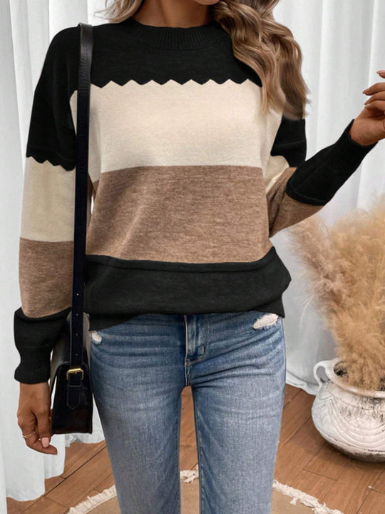 Elvina – Colorblock Knit Sweater for Women