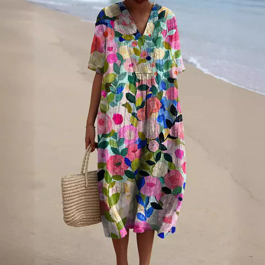 Lilia – Floral Breeze Cotton Midi Dress