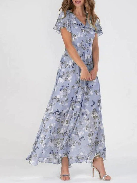 Melia – Flutter Sleeve Floral Maxi Dress