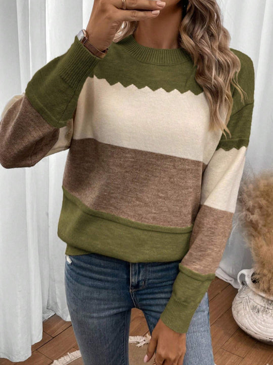 Elvina – Colorblock Knit Sweater for Women