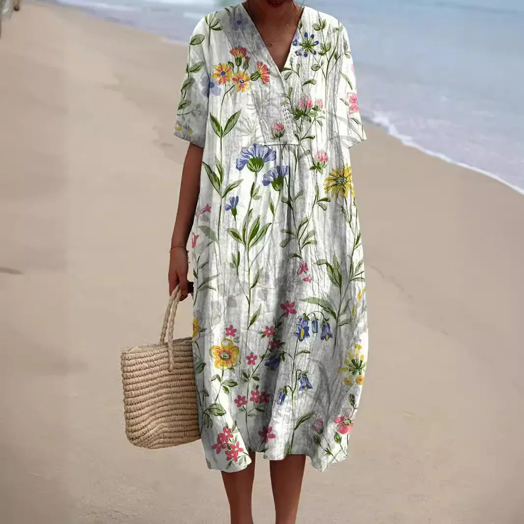 Lilia – Floral Breeze Cotton Midi Dress