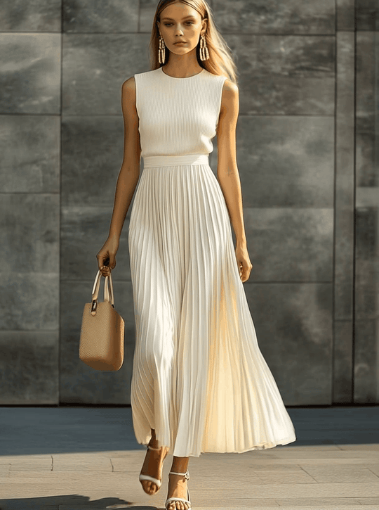 Finley – Sleeveless Pleated Knit Maxi Dress