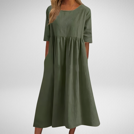 Elowen – Flattering Cotton A‑Line Dress with Pockets
