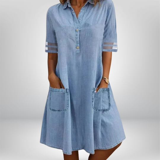 Briselle – Casual Pocketed Denim Tunic Dress for Women