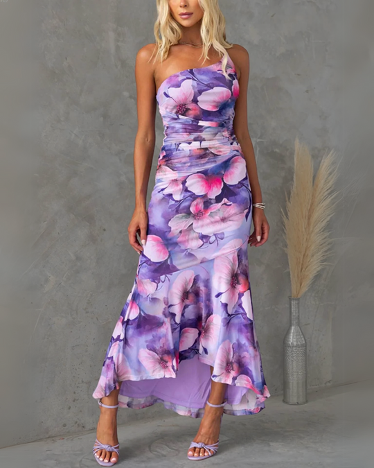 Shpresa – Watercolor Satin Midi Dress