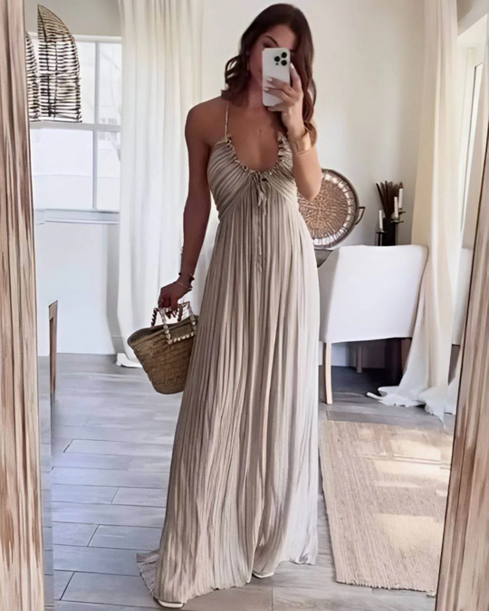 Autumn – Pleated Boho Maxi Dress