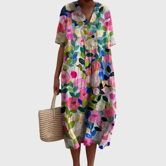 Lilia – Floral Breeze Cotton Midi Dress