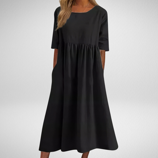 Elowen – Flattering Cotton A‑Line Dress with Pockets