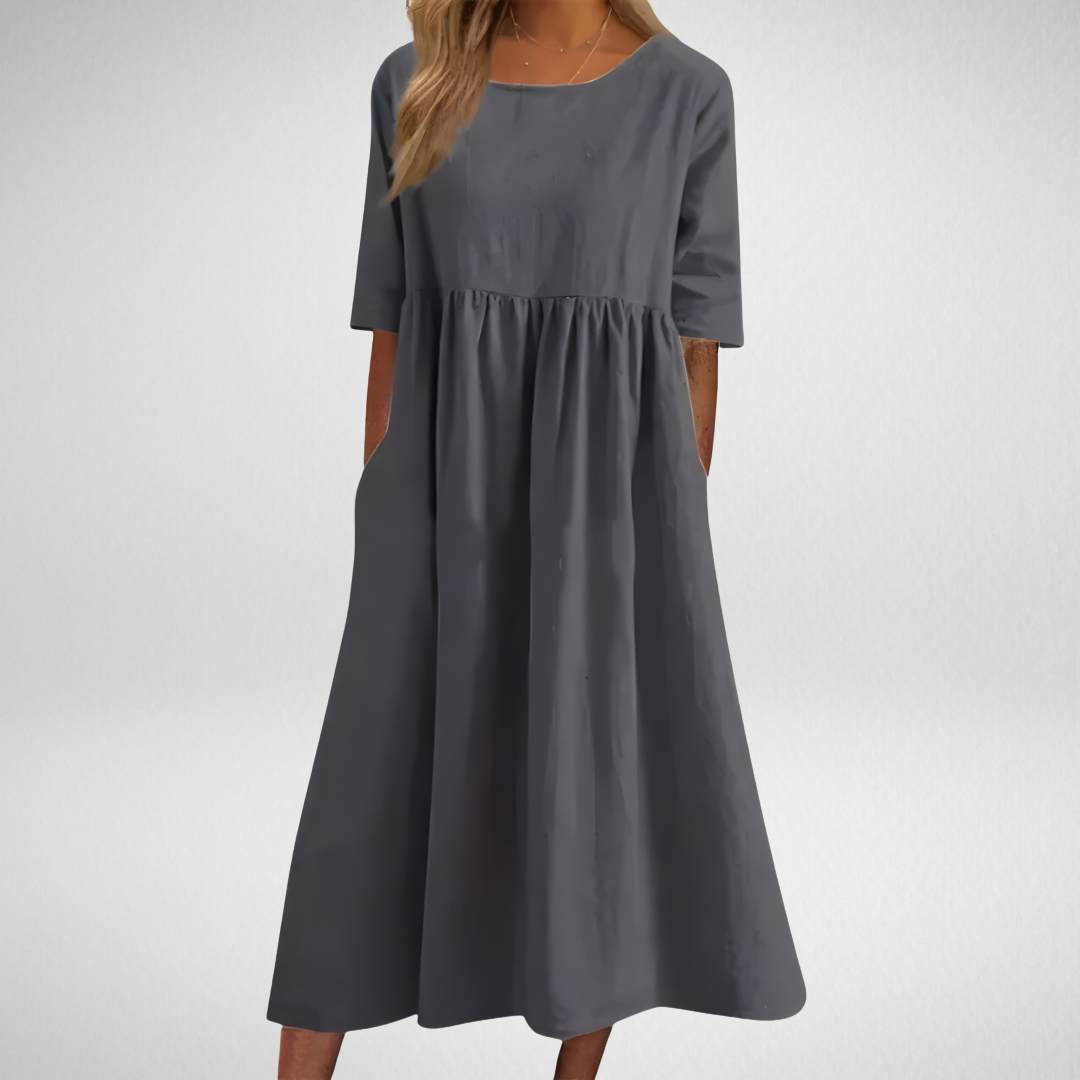Elowen – Flattering Cotton A‑Line Dress with Pockets