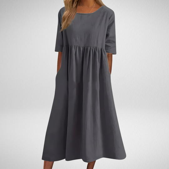 Elowen – Flattering Cotton A‑Line Dress with Pockets