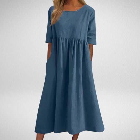 Elowen – Flattering Cotton A‑Line Dress with Pockets