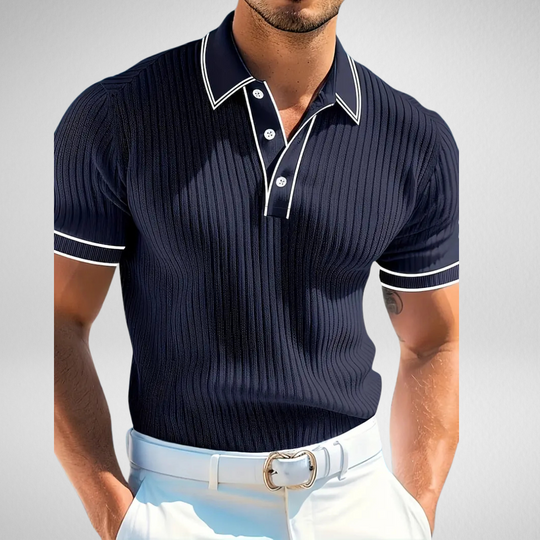 Dresvik – Textured Knit Polo Shirt for Men
