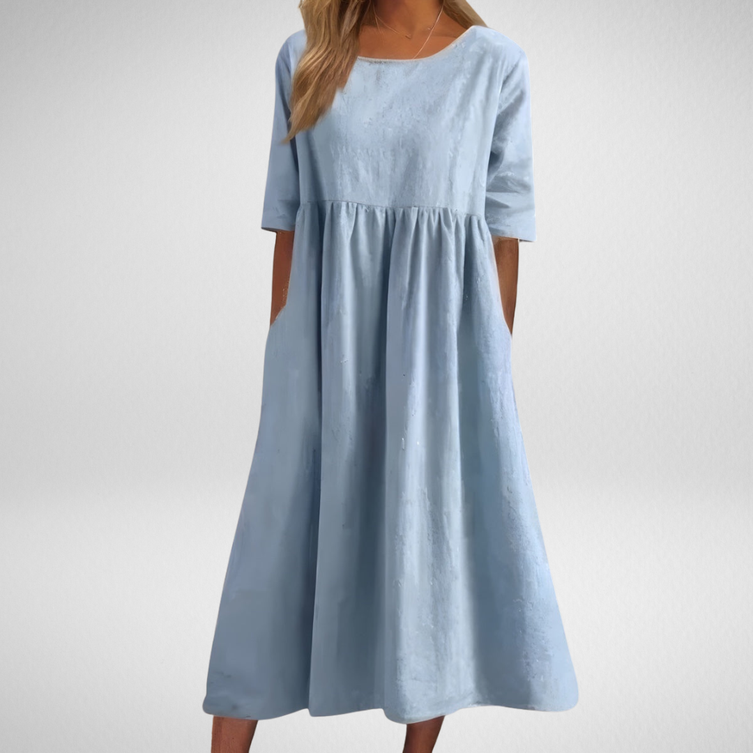 Elowen – Flattering Cotton A‑Line Dress with Pockets