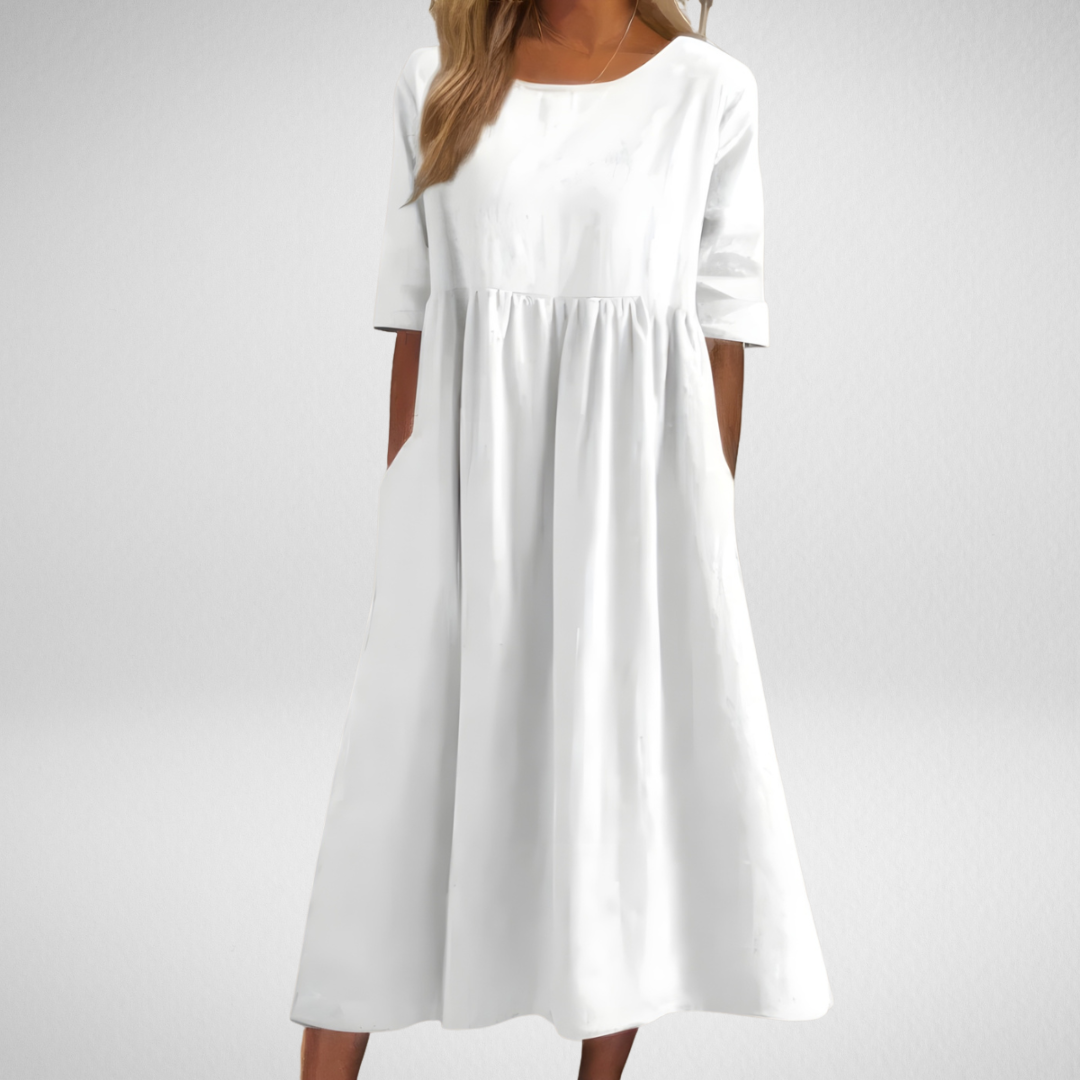 Elowen – Flattering Cotton A‑Line Dress with Pockets