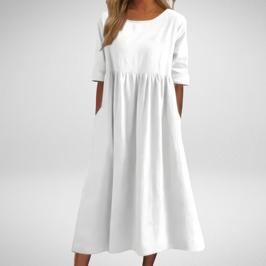 Elowen – Flattering Cotton A‑Line Dress with Pockets