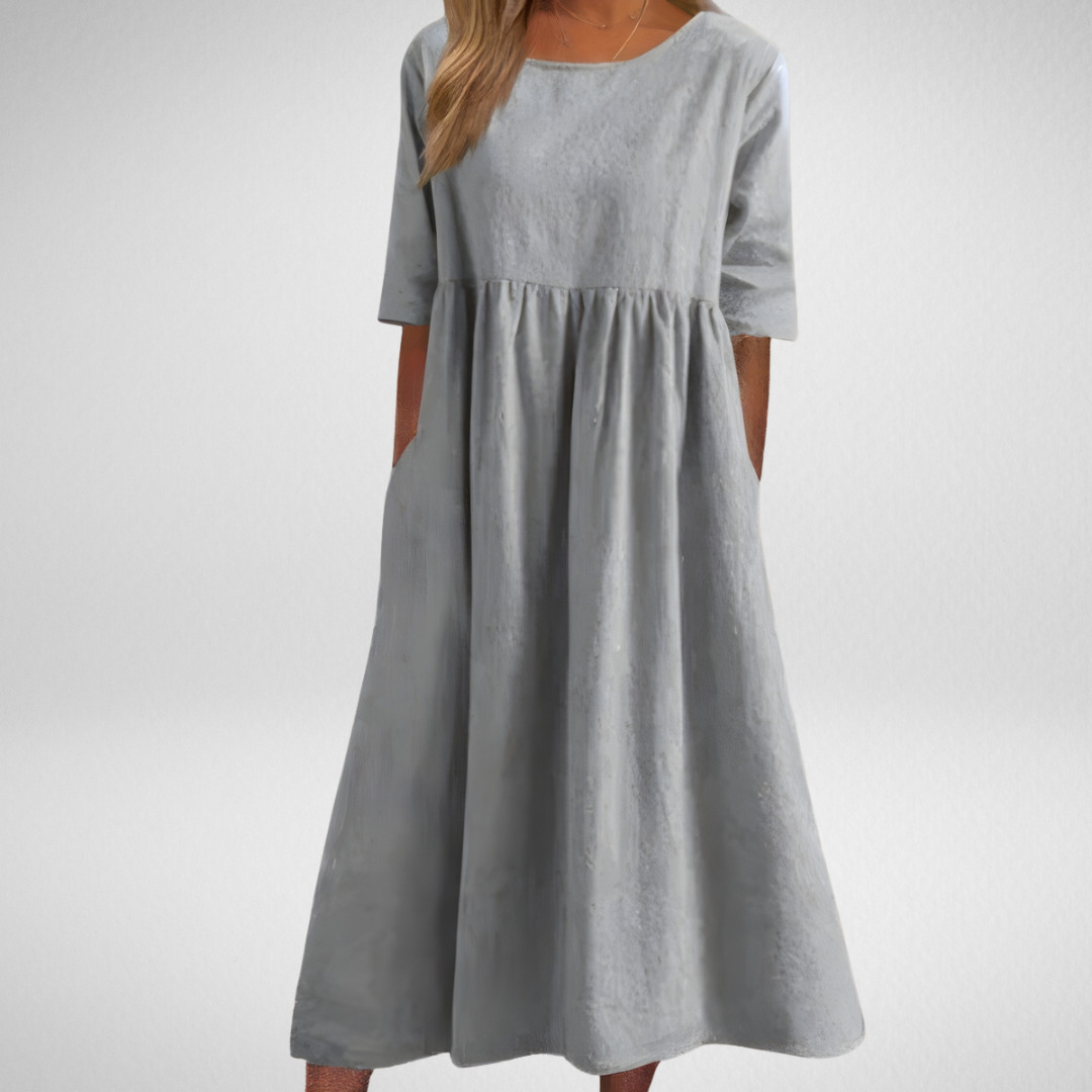 Elowen – Flattering Cotton A‑Line Dress with Pockets