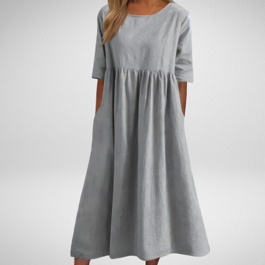 Elowen – Flattering Cotton A‑Line Dress with Pockets