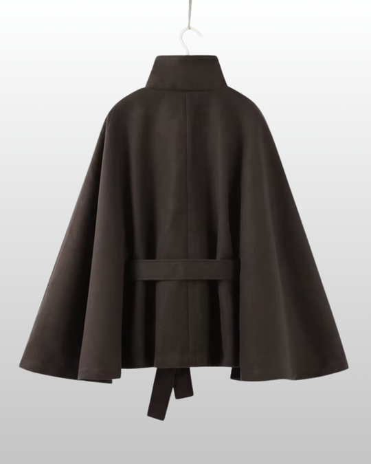 Elara – Wool Blend Cape Coat for Women