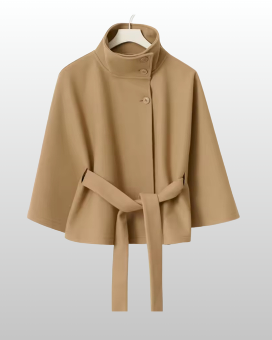 Elara – Wool Blend Cape Coat for Women