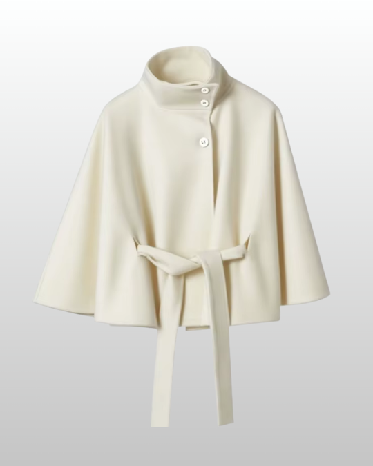 Elara – Wool Blend Cape Coat for Women