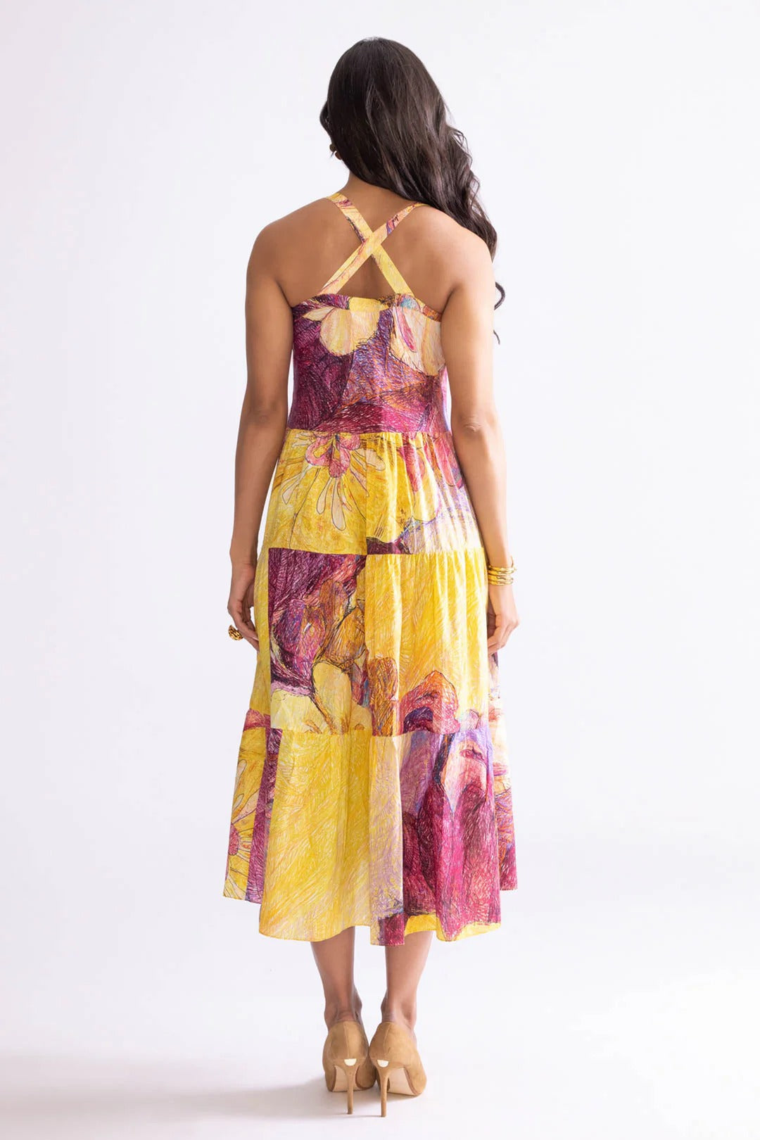 Aleana – Multicolor Pleated Boho Maxi Dress for Women