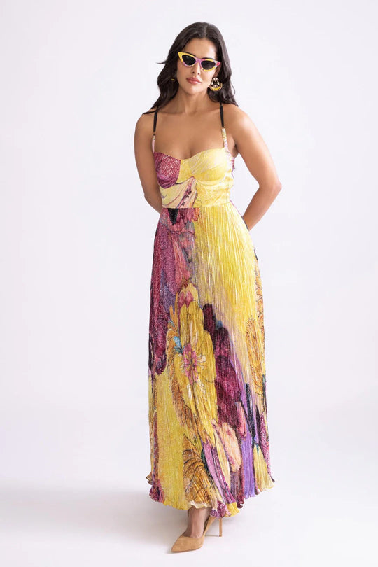 Aleana – Multicolor Pleated Boho Maxi Dress for Women