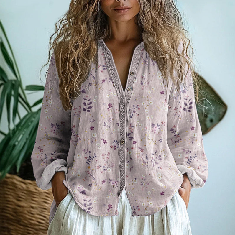 Mandi – Floral Linen Blouse for Women
