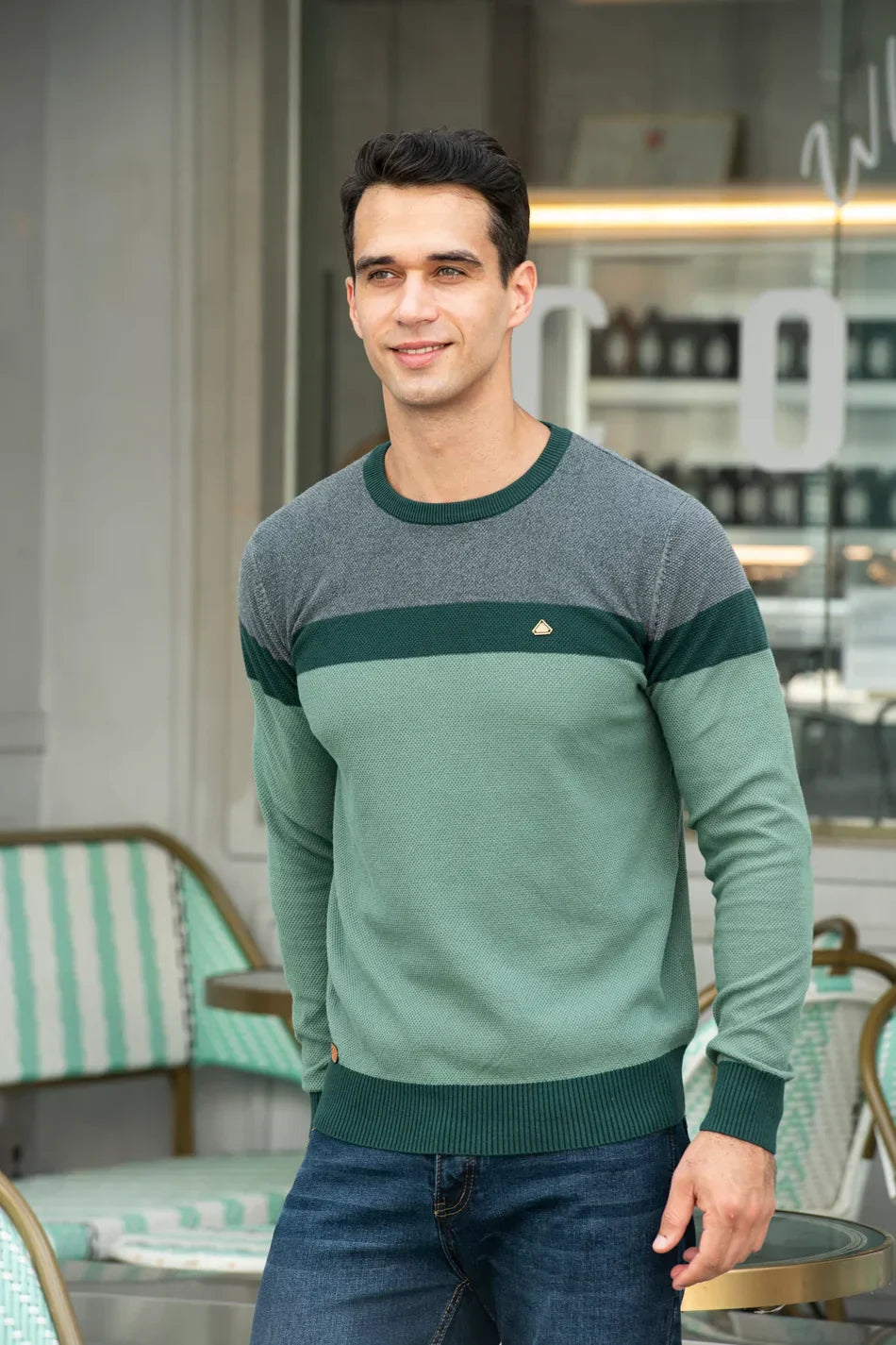 Mario – Colorblock Crewneck Sweater for Men