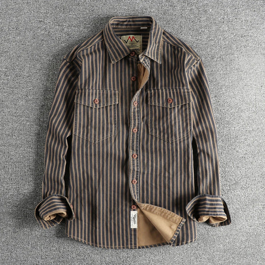 Halden – Retro Stripe Long Sleeve Shirt for Men