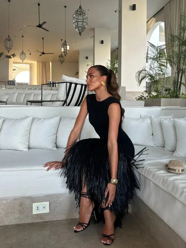 Aline | Long Dress with Fringes