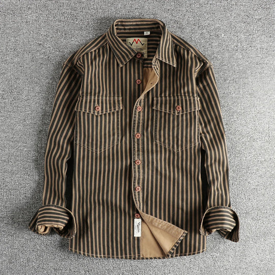 Halden – Retro Stripe Long Sleeve Shirt for Men