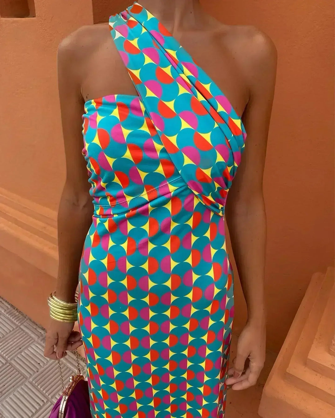 Stefania – One-Shoulder Retro Pop Dress for Women