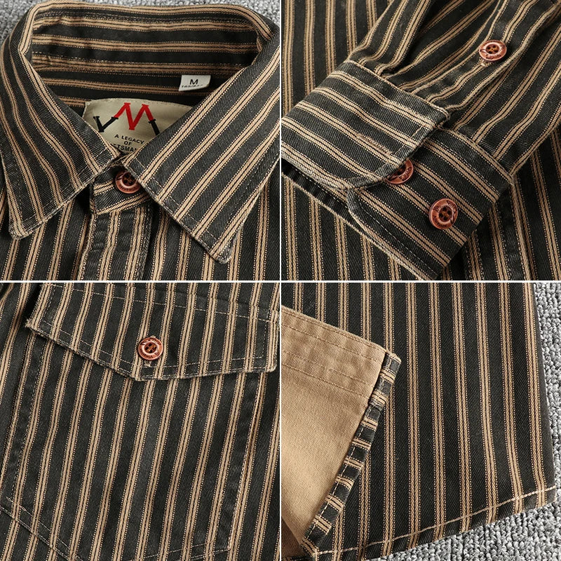Halden – Retro Stripe Long Sleeve Shirt for Men