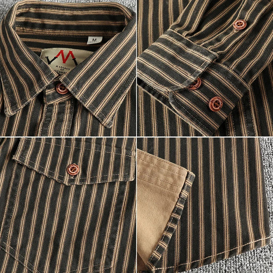 Halden – Retro Stripe Long Sleeve Shirt for Men