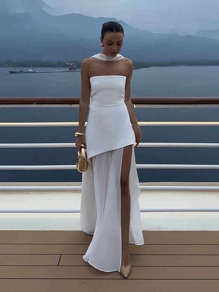 Ashleigh – Strapless Chiffon-Panel Evening Gown