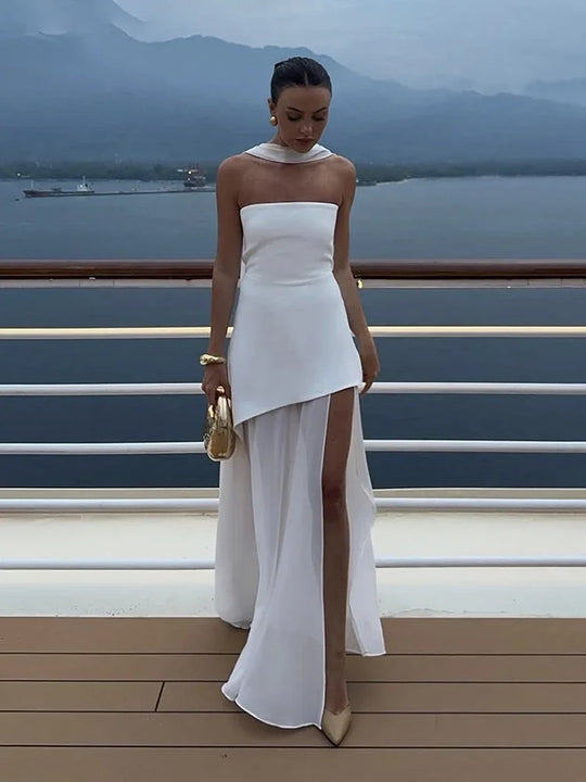 Ashleigh – Strapless Chiffon-Panel Evening Gown