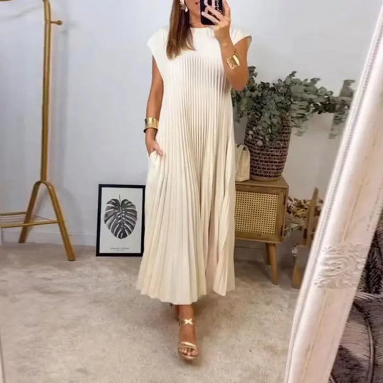 Franciszka – Pleated Sleeveless Midi Dress